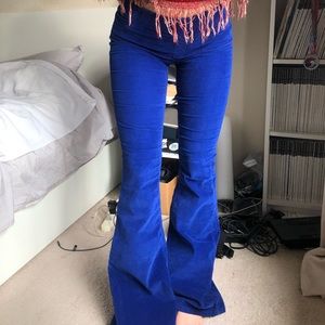 Royal blue  Free People corduroy flare jeans bell bottoms 25